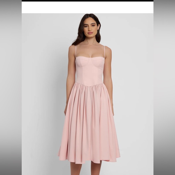 BNWT Leau ballerina bustier midi dress in pink - Picture 3 of 4